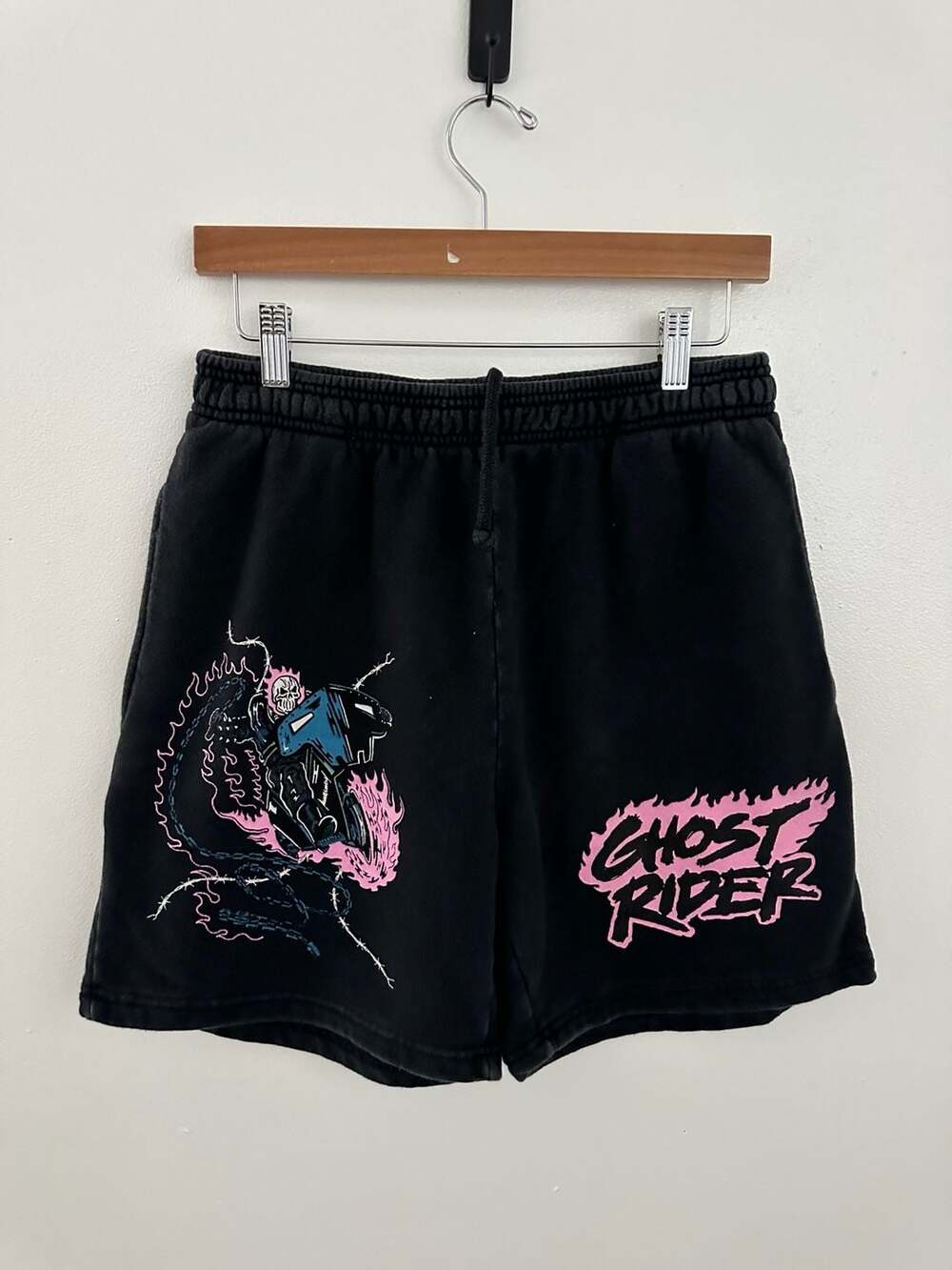 Warren Lotas Ghost Rider Graphic Sweat Shorts Size M 100% cotton